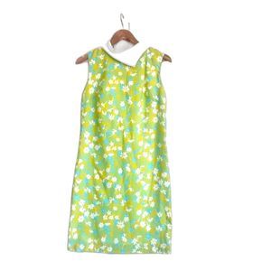 Vintage Floral Retro Print Dress with White Collar